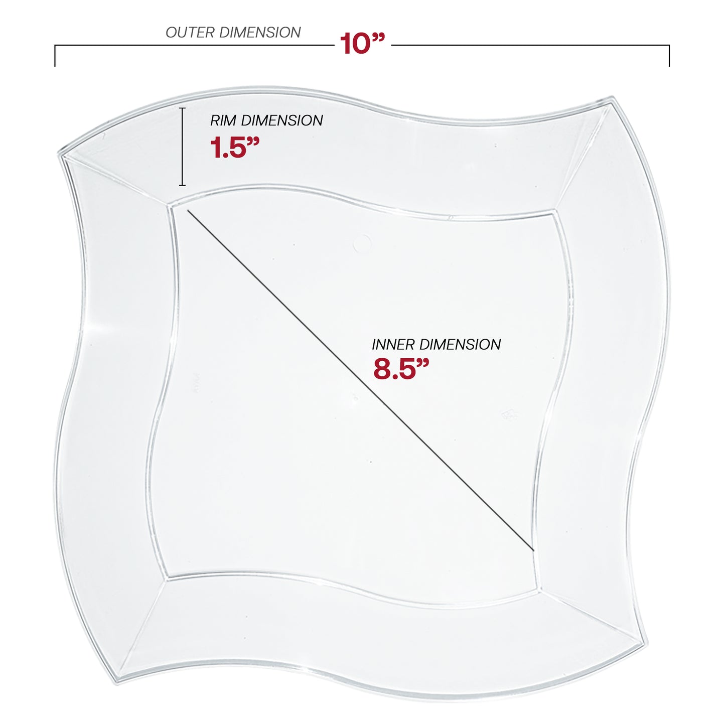 Clear Wave Disposable Plastic Dinner Plates (10")