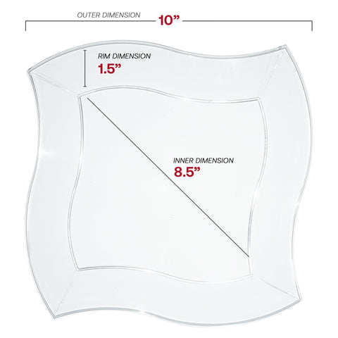 Clear Wave Disposable Plastic Dinner Plates (10