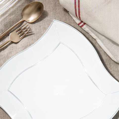 Clear Wave Disposable Plastic Dinner Plates (10