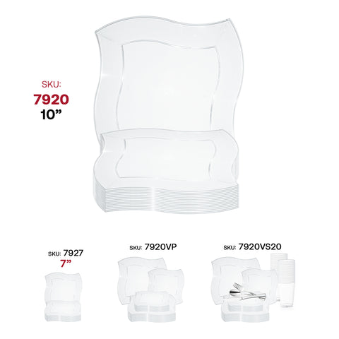 Clear Wave Disposable Plastic Dinner Plates (10