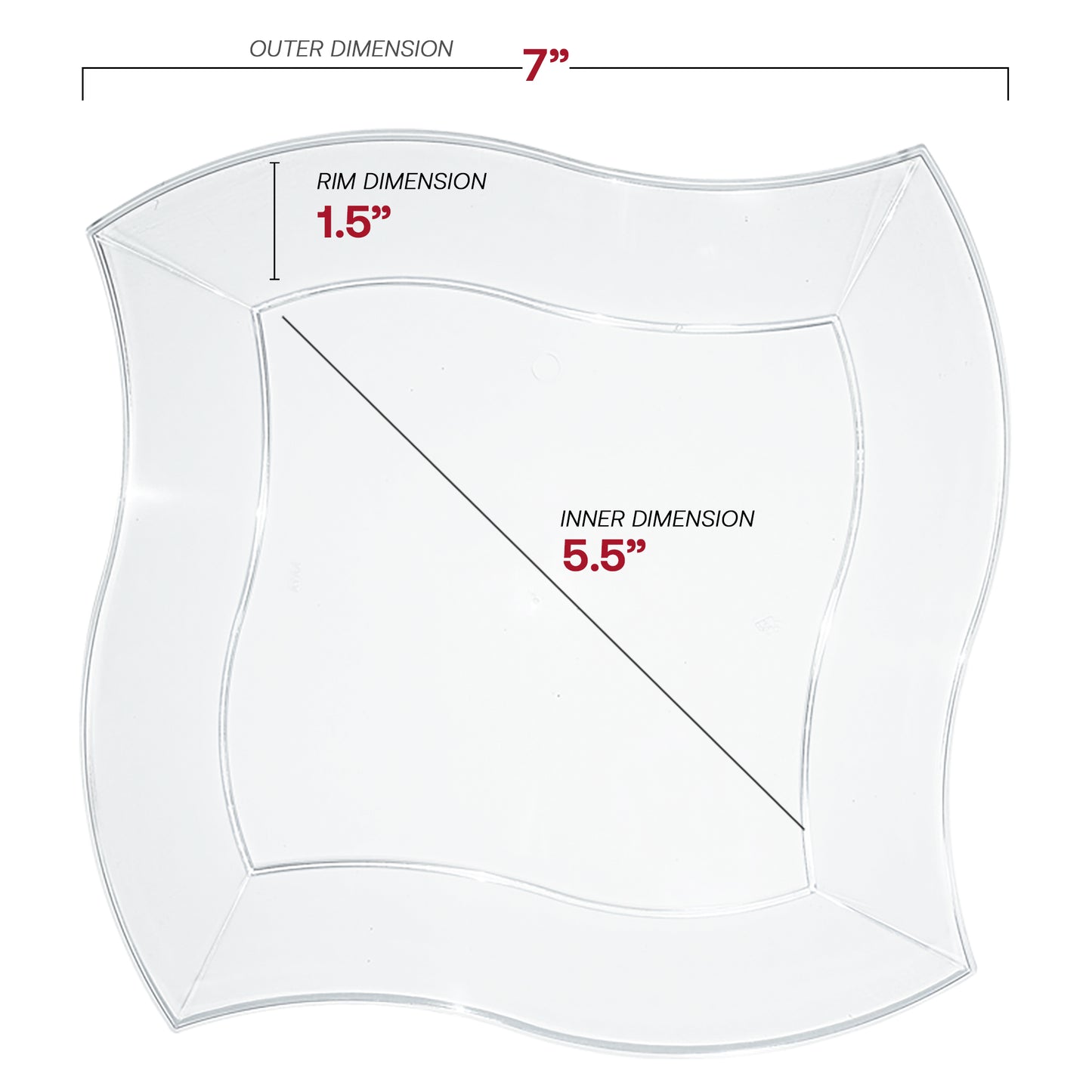 Clear Wave Plastic Salad Plates (7")