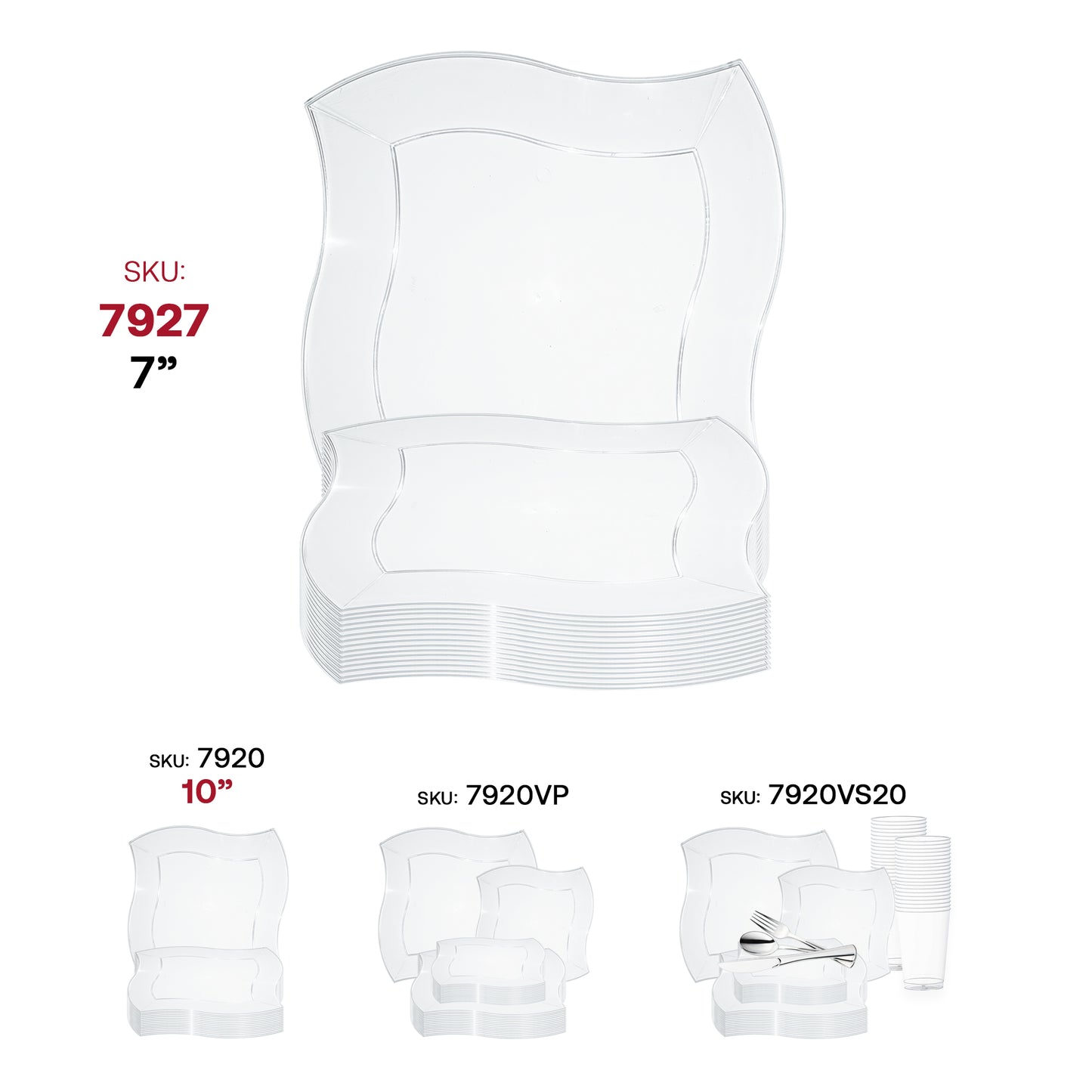 Clear Wave Plastic Salad Plates (7")