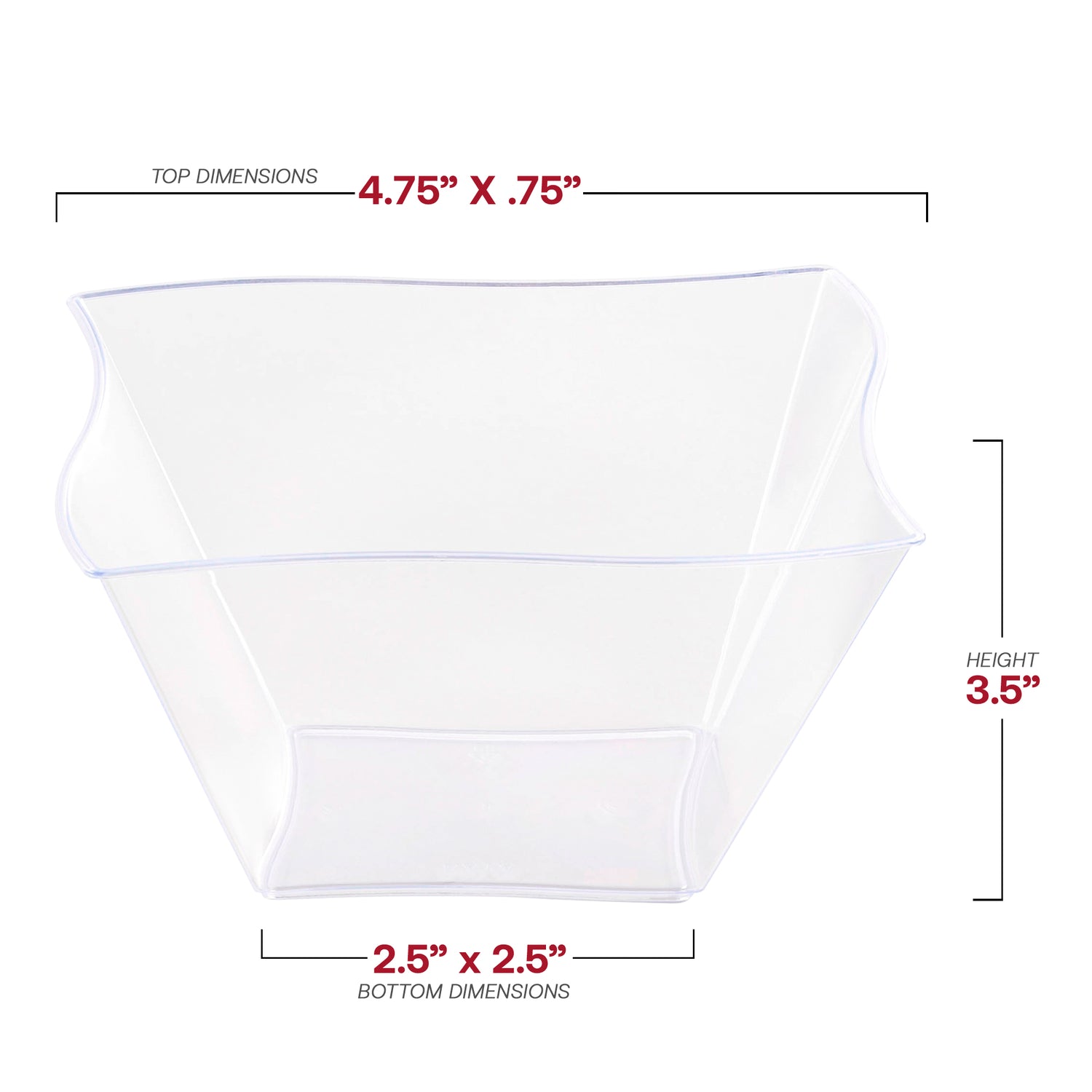 Clear Wave Plastic Soup Bowls (14 oz.) Dimension | The Kaya Collection
