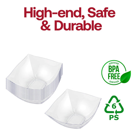64 oz Clear Wave Square Bowls