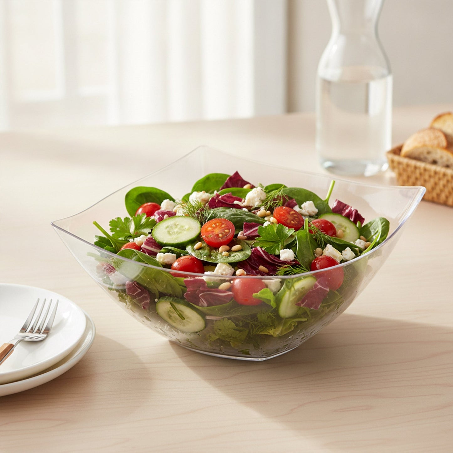 16 oz Clear Wave Square Bowls