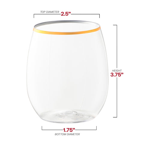 Clear with Gold Elegant Stemless Plastic Wine Glasses | The Kaya Collection