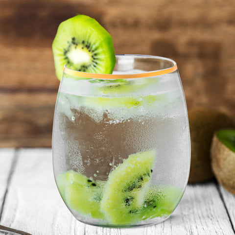 12 oz. Clear with Gold Stemless Plastic Wine Glasses
