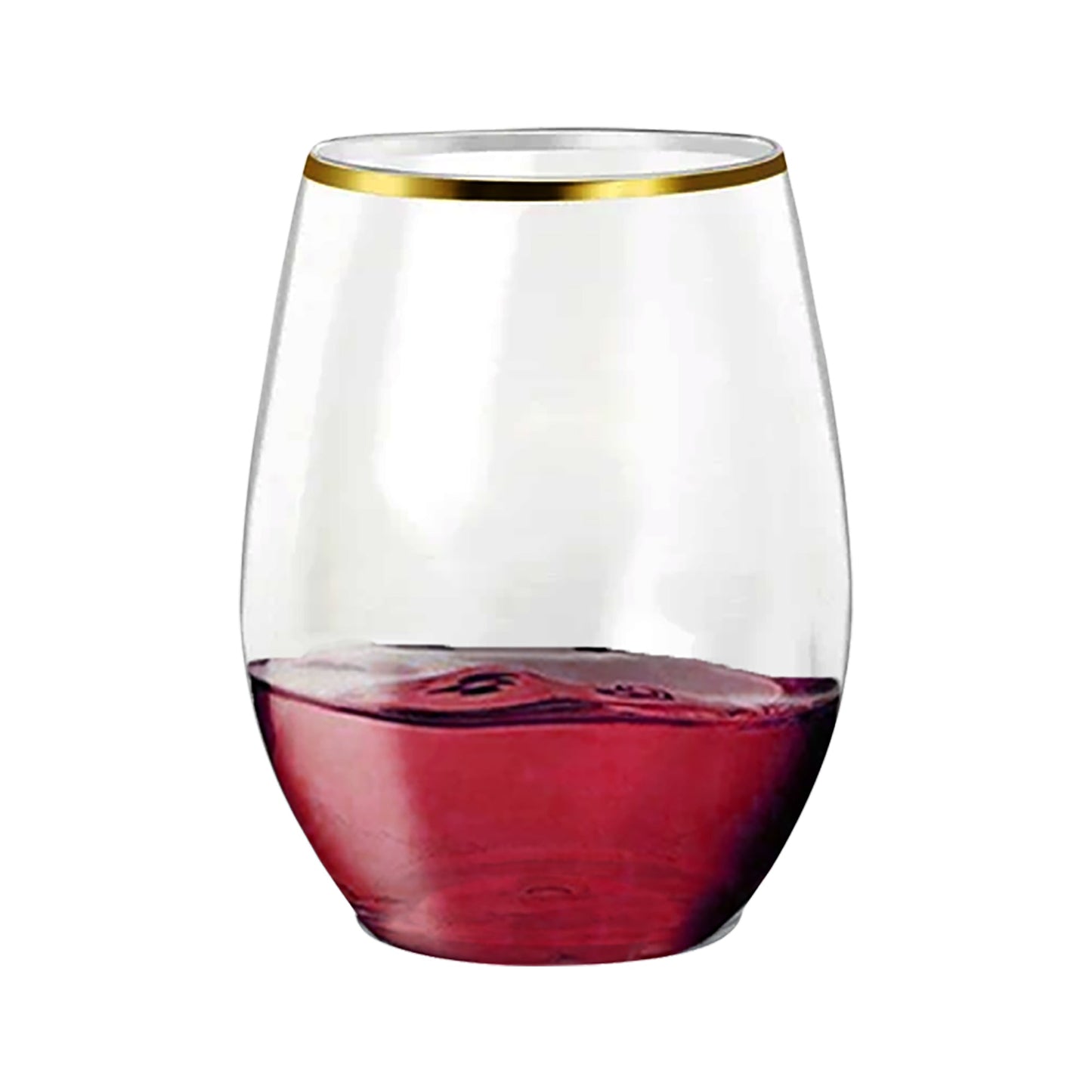 12 oz. Clear with Gold Stemless Plastic Wine Glasses