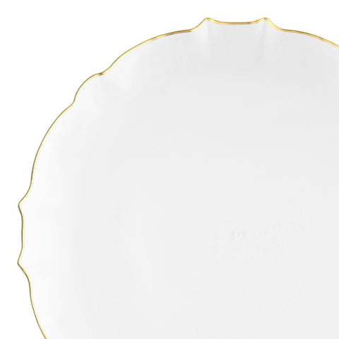 Clear with Gold Rim Round Lotus Plastic Dinner Plates (10.25