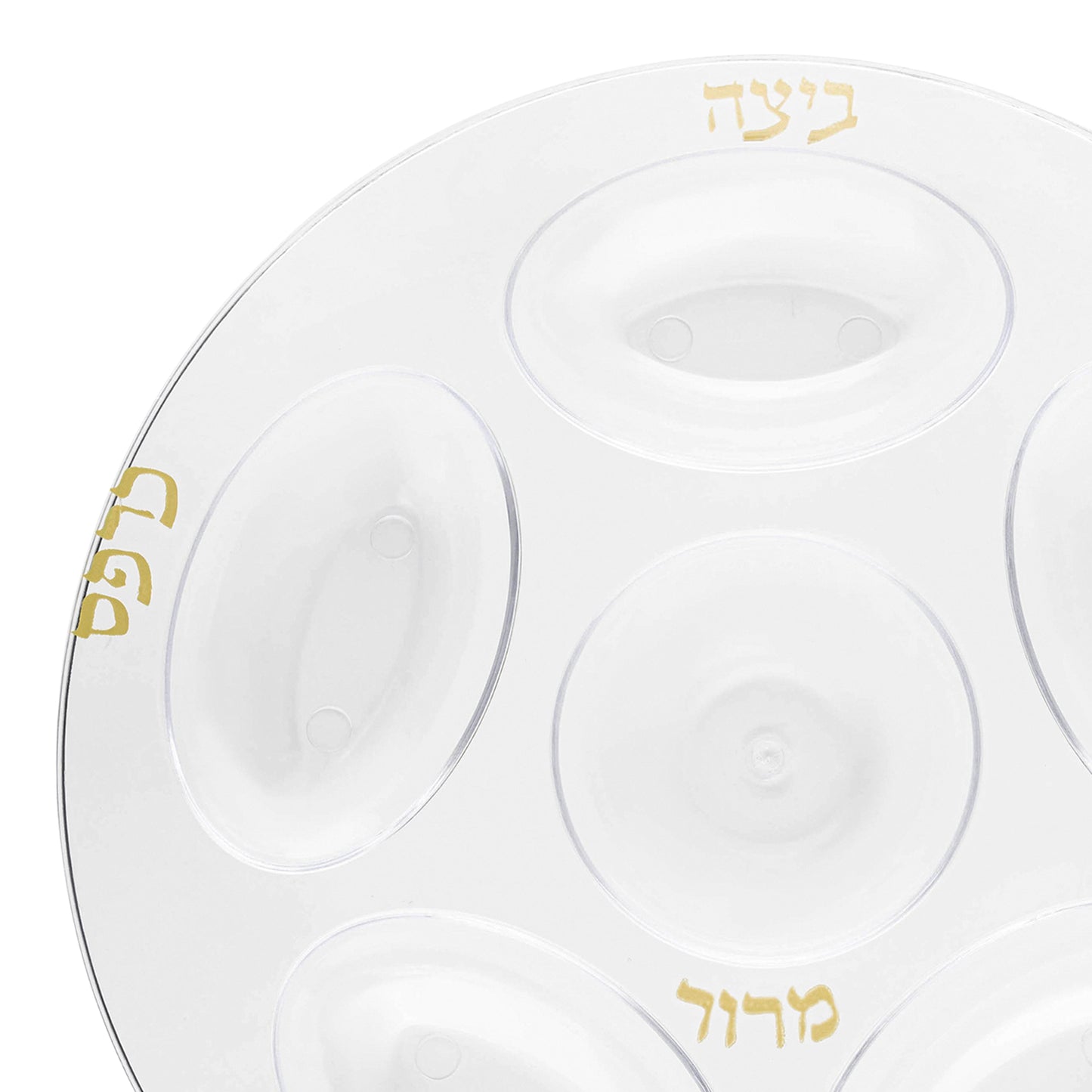 Clear with Gold Round Section Tray Plastic Seder Plates (12")