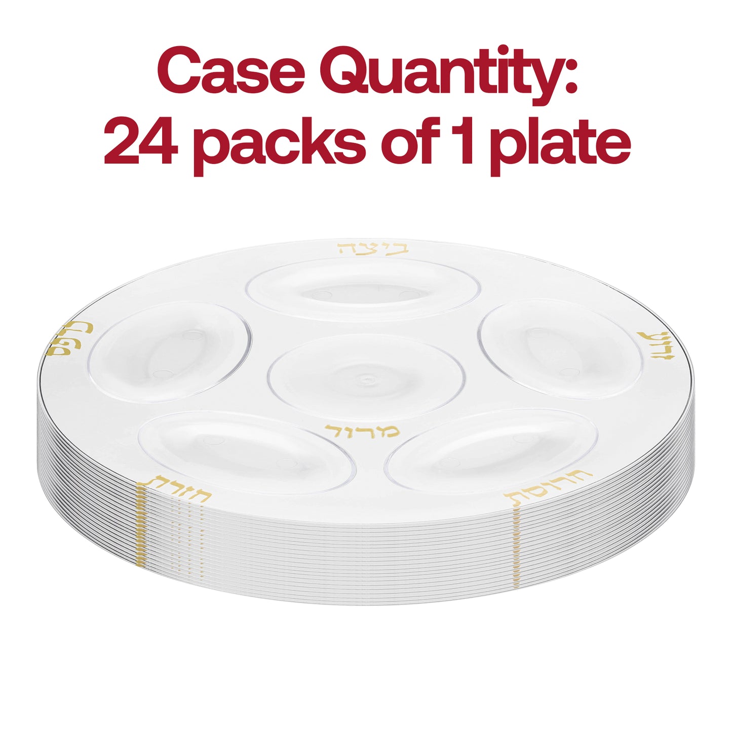 Clear with Gold Round Section Tray Plastic Seder Plates (12")