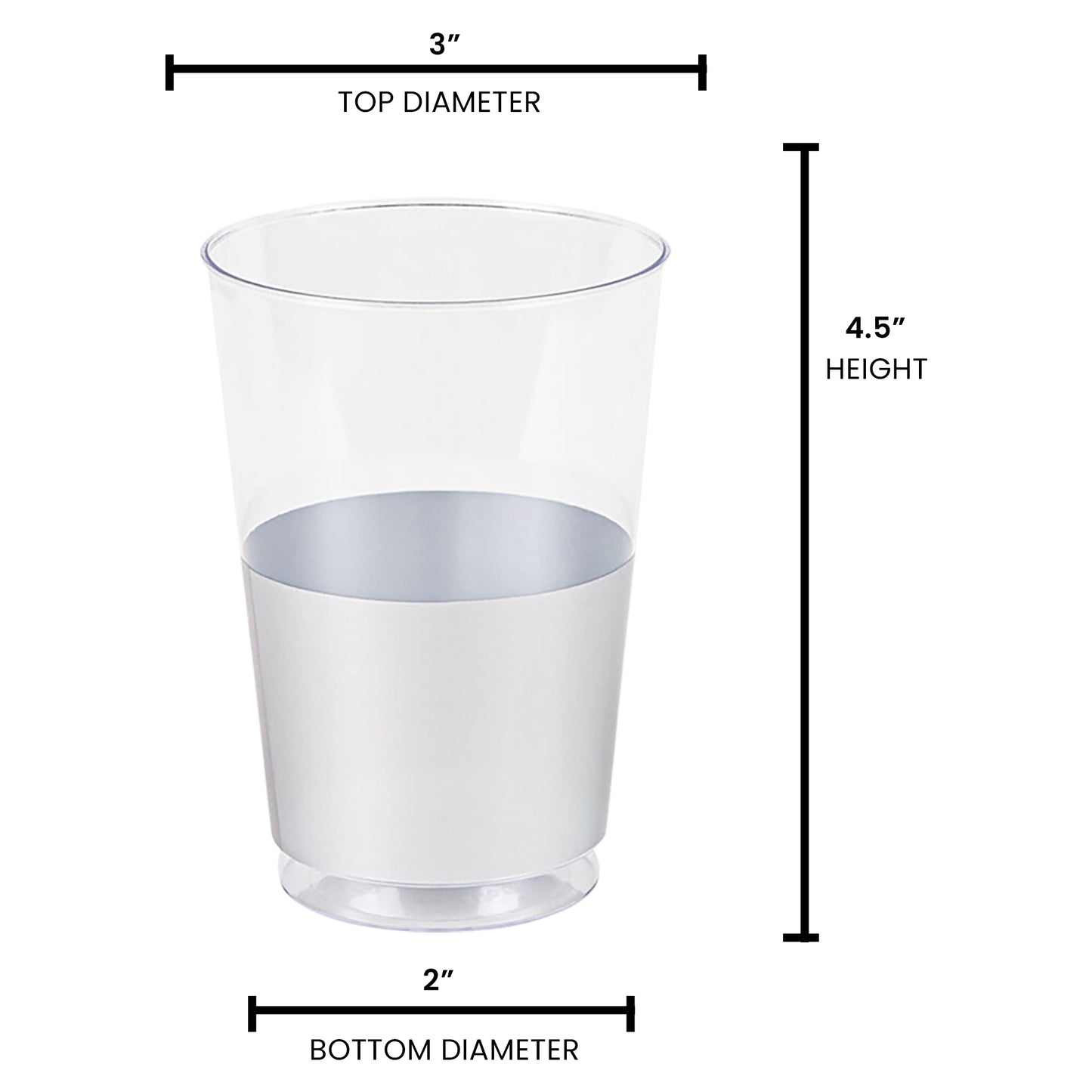 12 oz. Clear with Shiny Silver Thick Bottom Round Disposable Plastic Tumblers | The Kaya Collection