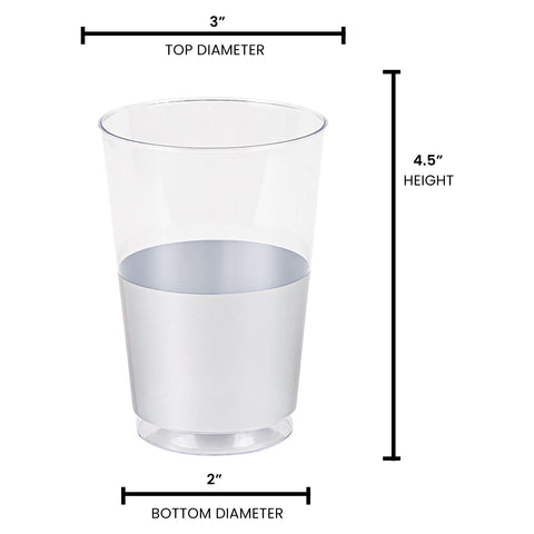 12 oz. Clear with Shiny Silver Thick Bottom Round Disposable Plastic Tumblers | The Kaya Collection