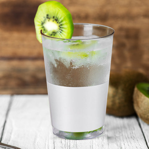 12 oz. Clear with Shiny Silver Thick Bottom Round Disposable Plastic Tumblers