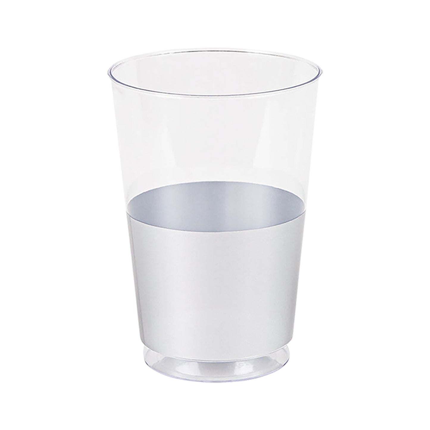 12 oz. Clear with Shiny Silver Thick Bottom Round Disposable Plastic Tumblers