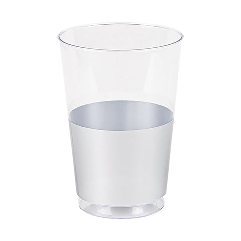 12 oz. Clear with Shiny Silver Thick Bottom Round Disposable Plastic Tumblers | The Kaya Collection