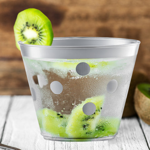 9 oz. Clear with Silver Dots Round Plastic Party Cups