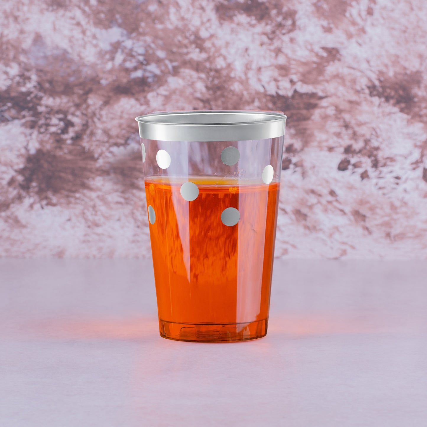 12 oz. Clear with Silver Dots Round Plastic Tumblers