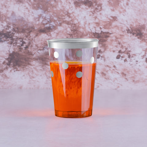 12 oz. Clear with Silver Dots Round Plastic Tumblers