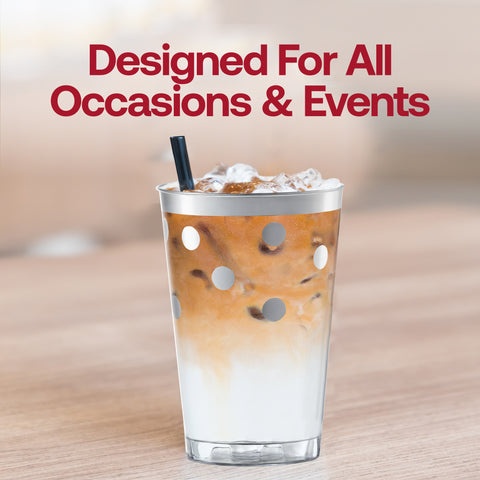 12 oz. Clear with Silver Dots Round Disposable Plastic Tumblers Lifestyle | The Kaya Collection