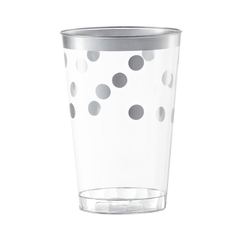 12 oz. Clear with Silver Dots Round Disposable Plastic Tumblers Main | The Kaya Collection