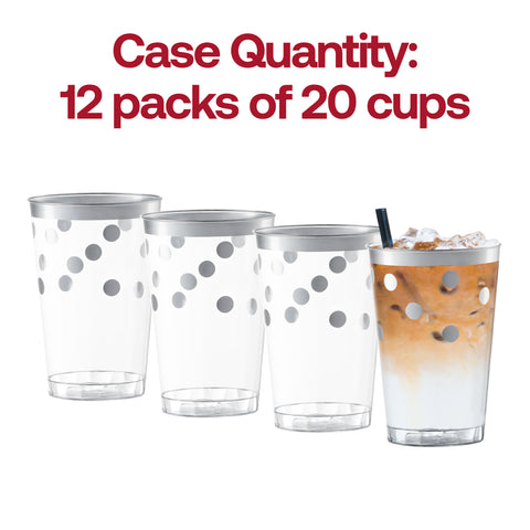 12 oz. Clear with Silver Dots Round Disposable Plastic Tumblers Quantity | The Kaya Collection