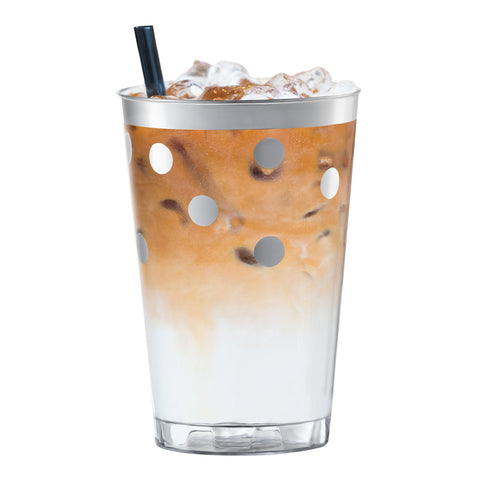 12 oz. Clear with Silver Dots Round Disposable Plastic Tumblers Secondary | The Kaya Collection