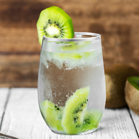 12 oz. Clear with Silver Stemless Disposable Plastic Wine Glasses