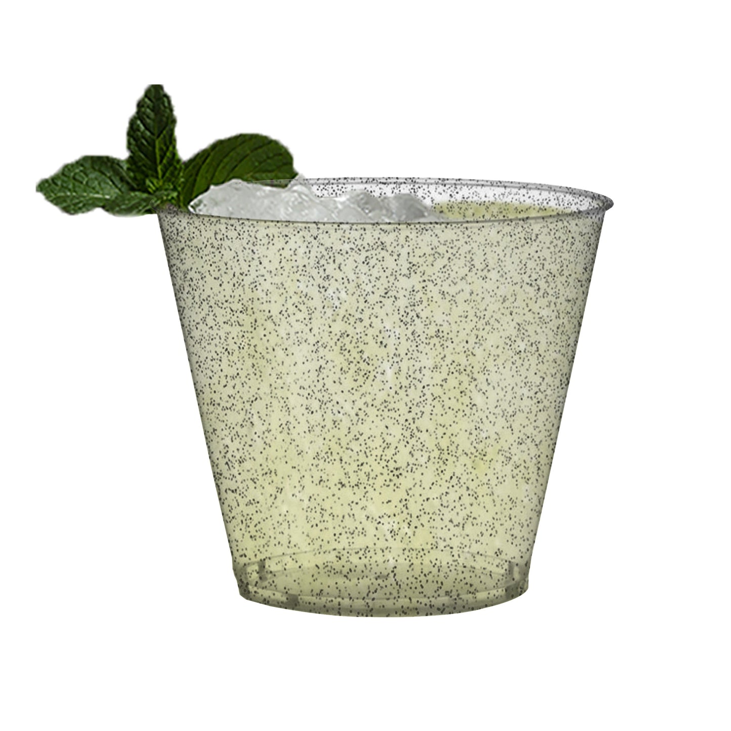 9 oz. Clear with Silver Glitter Round Plastic Party Cups