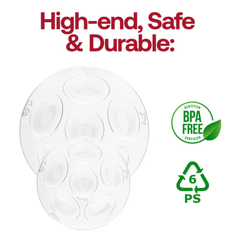 Clear with Silver Round Section Tray Plastic Seder Plates (12