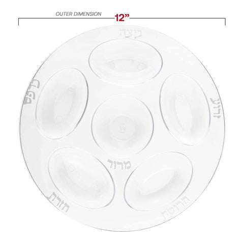 Clear with Silver Round Section Tray Plastic Seder Plates (12