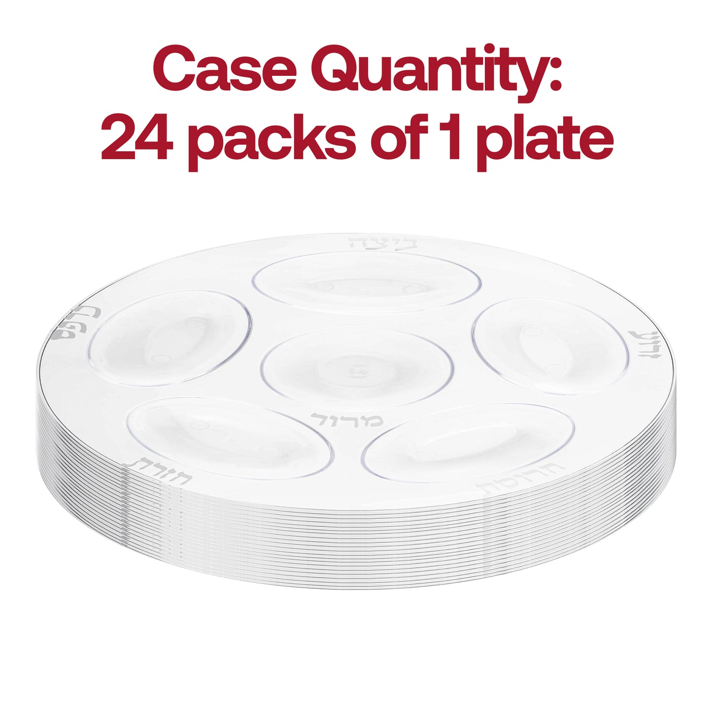 Clear with Silver Round Section Tray Plastic Seder Plates (12")