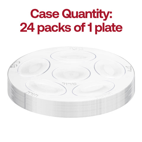 Clear with Silver Round Section Tray Plastic Seder Plates (12