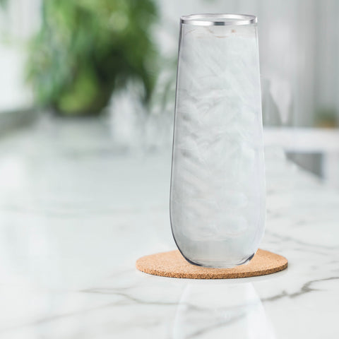 9 oz. Clear with Silver Stemless Disposable Plastic Champagne Flutes