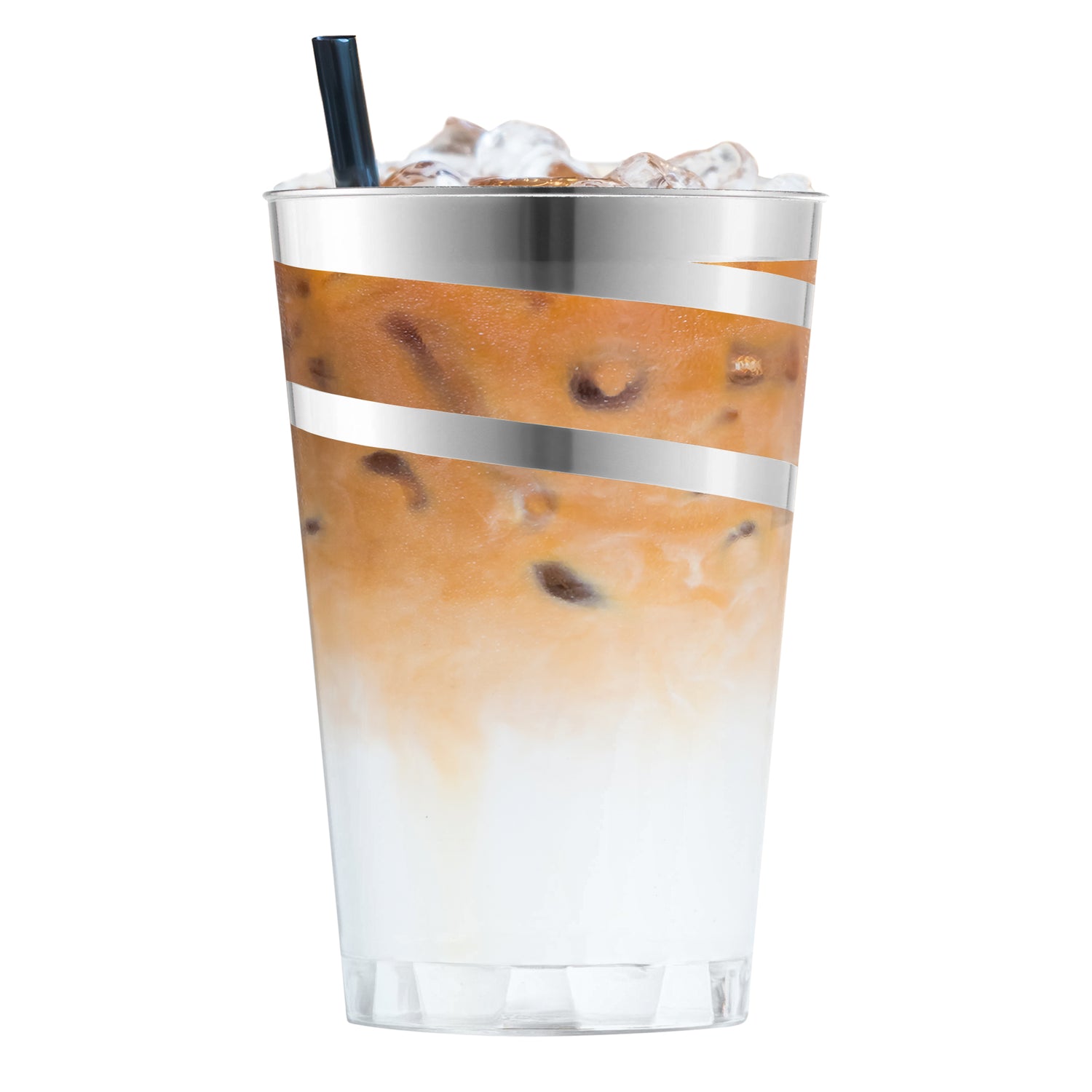 12 oz. Clear with Silver Swirl Round Disposable Plastic Tumblers Secondary | The Kaya Collection