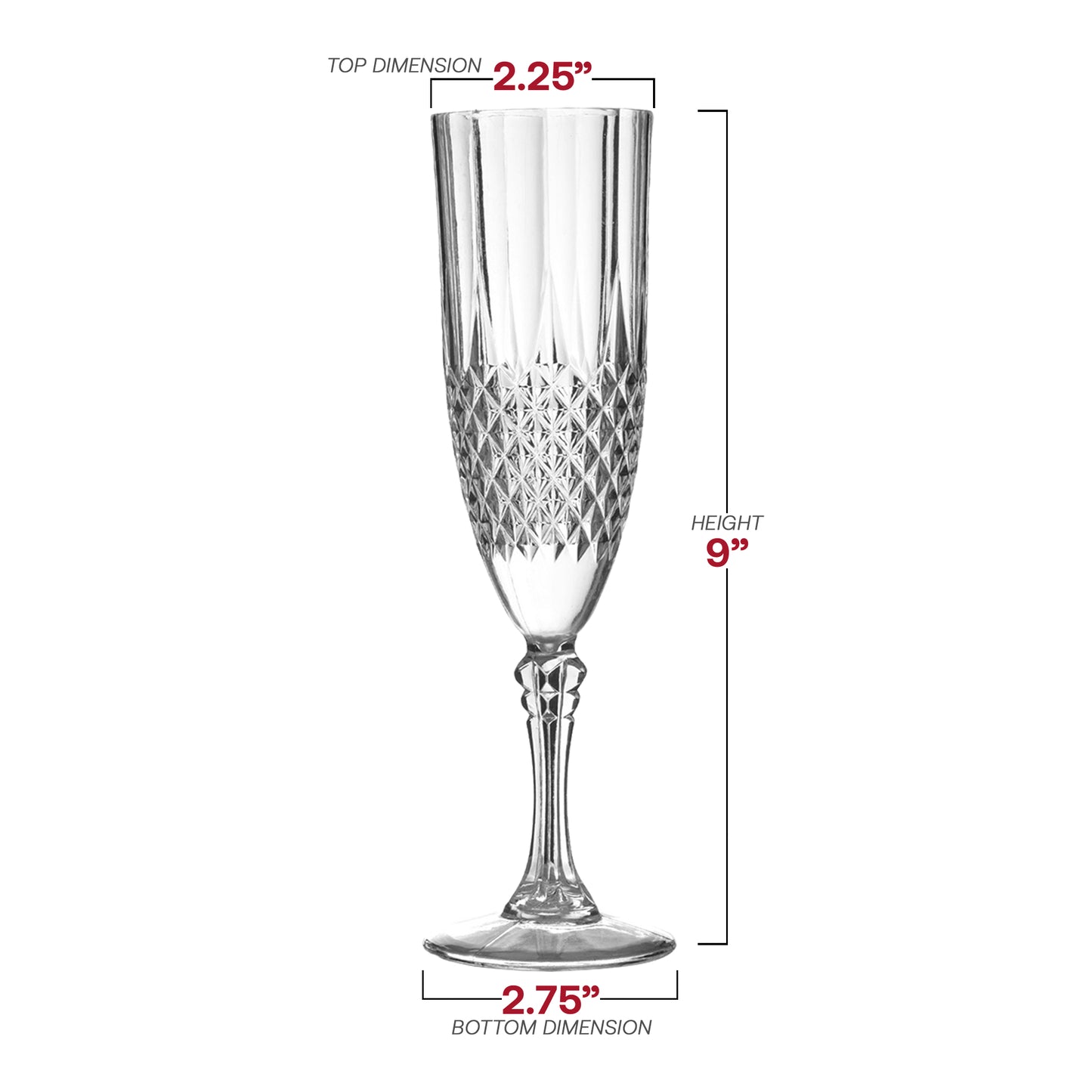 8 oz. Crystal Cut Disposable Plastic Champagne Flutes