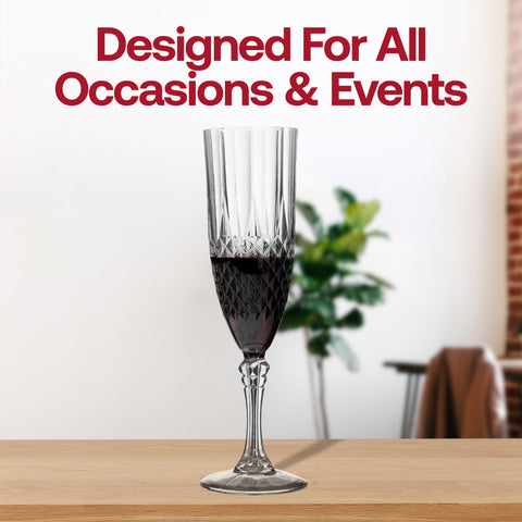 8 oz. Crystal Cut Disposable Plastic Champagne Flutes