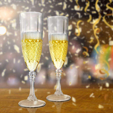 8 oz. Crystal Cut Disposable Plastic Champagne Flutes