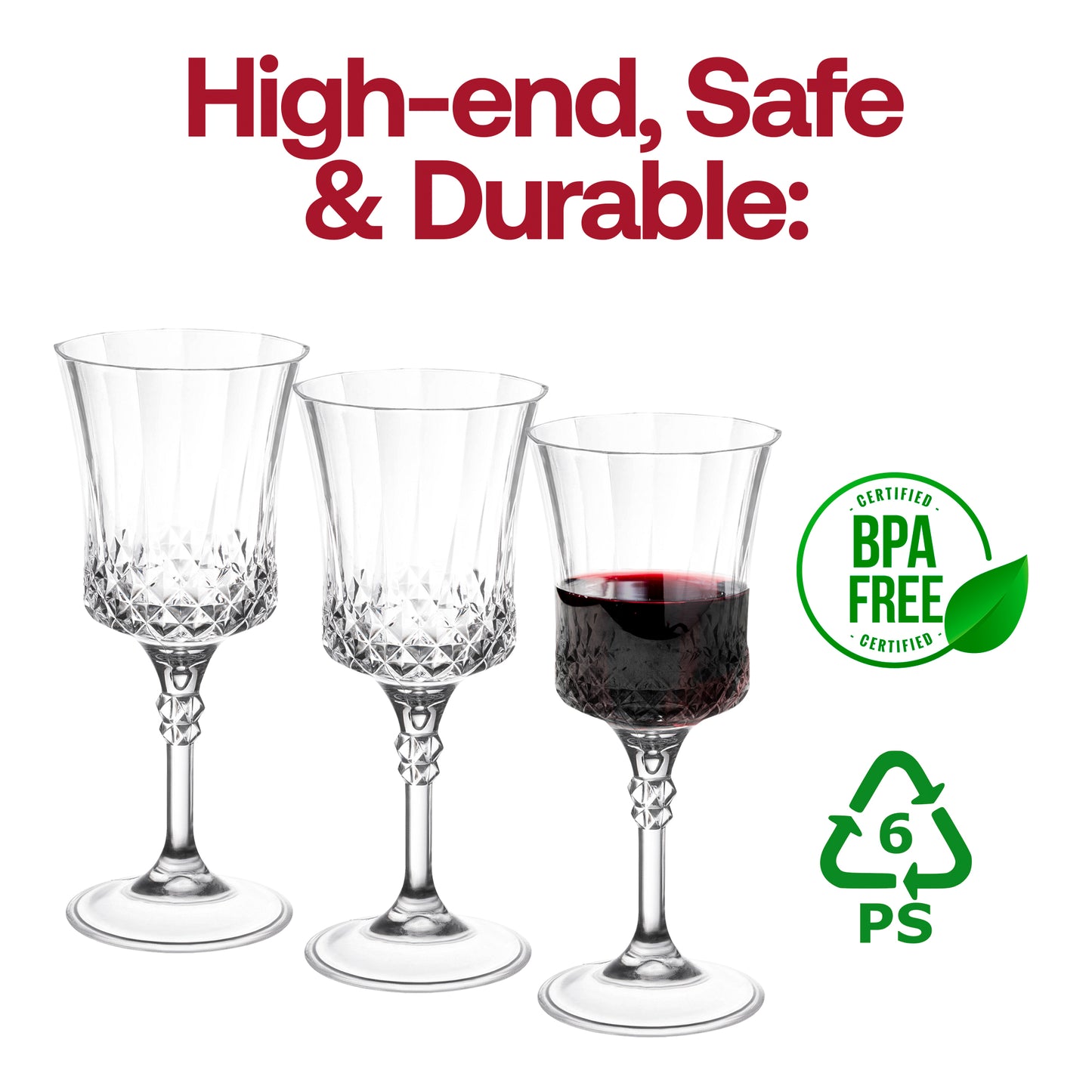 11 oz. Clear Crystal Cut Disposable Plastic Wine Goblets