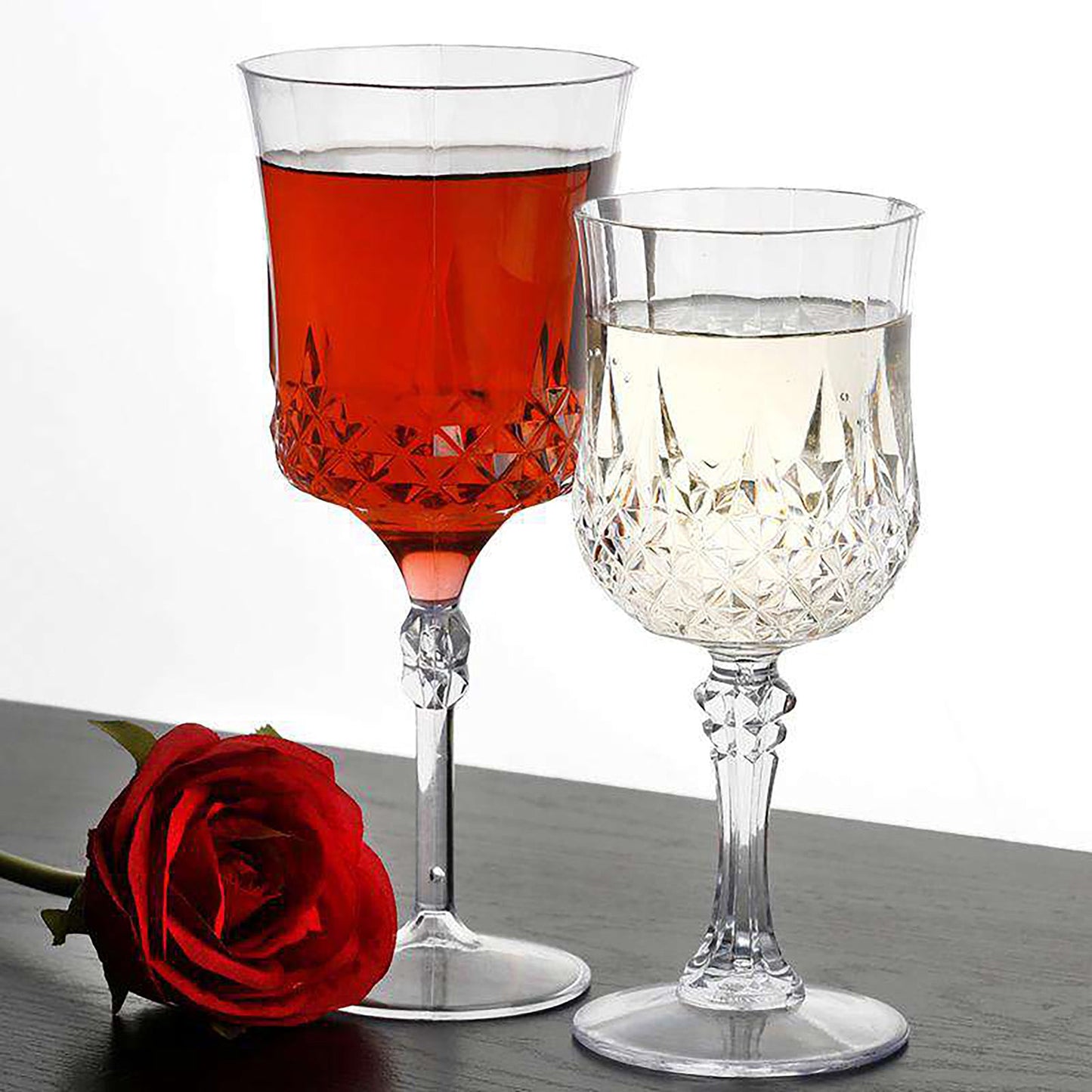 11 oz. Clear Crystal Cut Disposable Plastic Wine Goblets