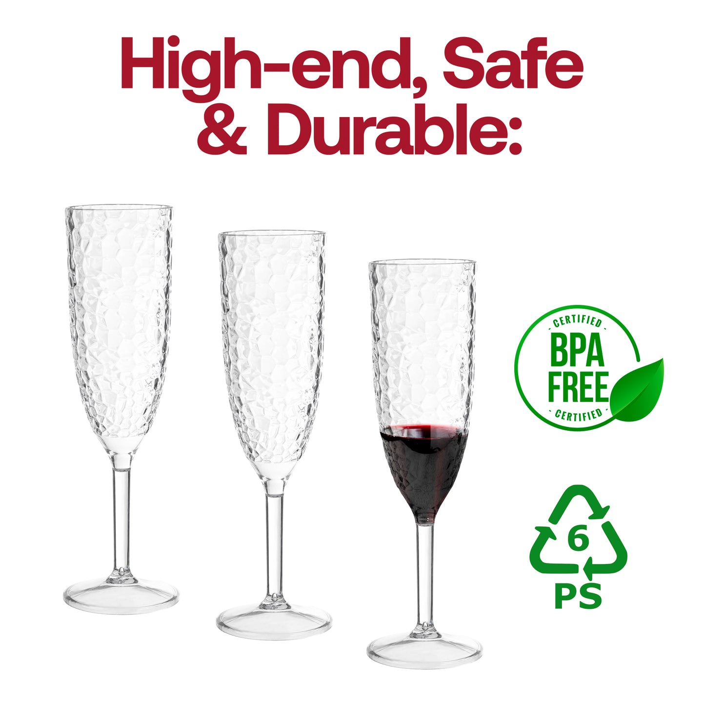 8 oz. Crystal Plastic Disposable Champagne Flutes