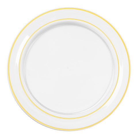Clear with Gold Edge Rim Plastic Appetizer/Salad Plates (7.5
