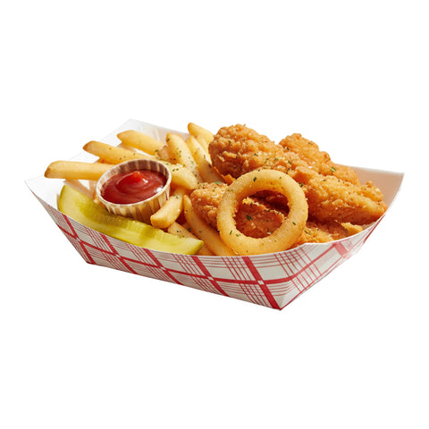 1 lb Red Plaid Paper Food Trays