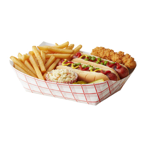 3 lb Red Plaid Paper Food Trays