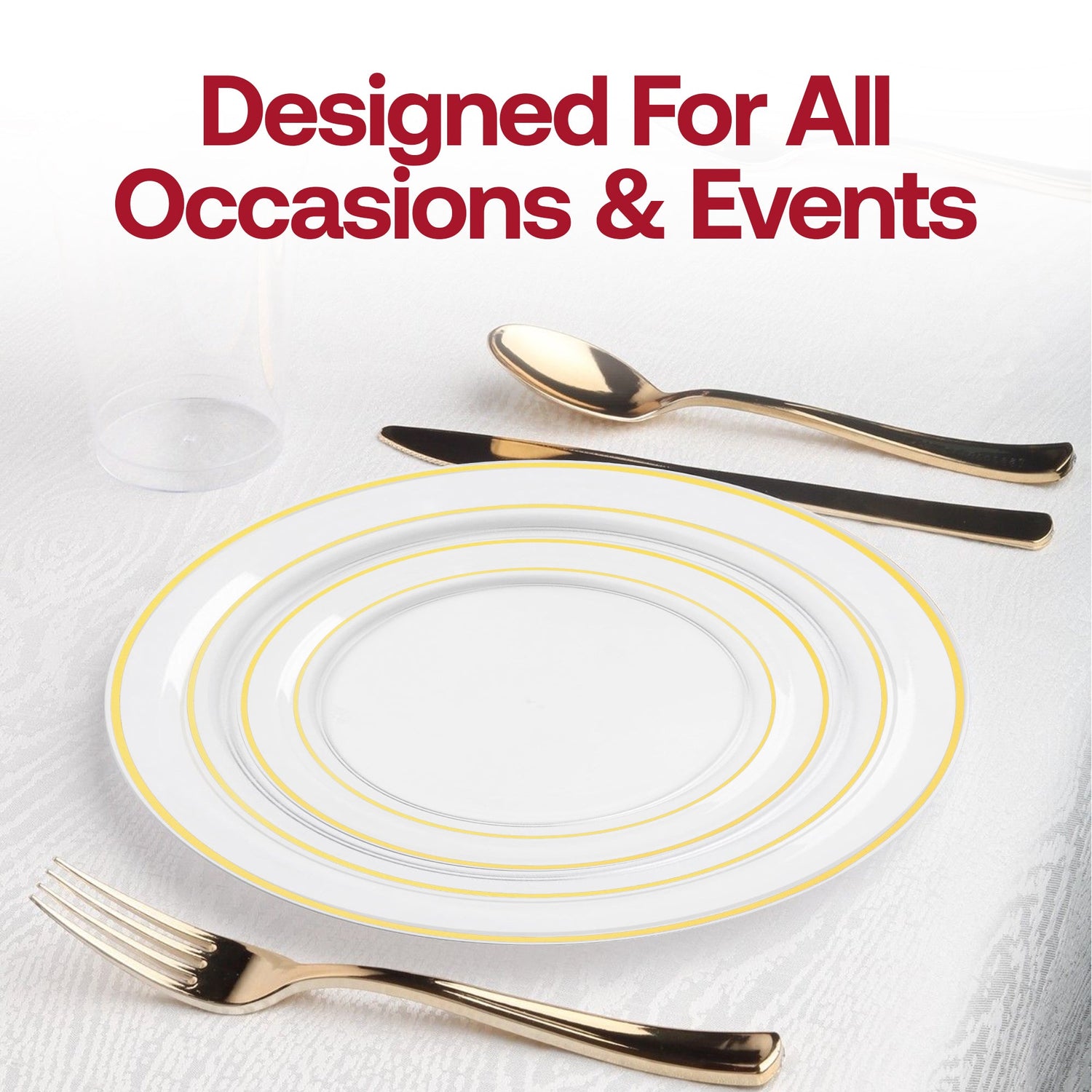 Shell Edge Rim Plates Plastic Plates - Clear Gold Edge Rim Salad Plates | Kaya Collection ...