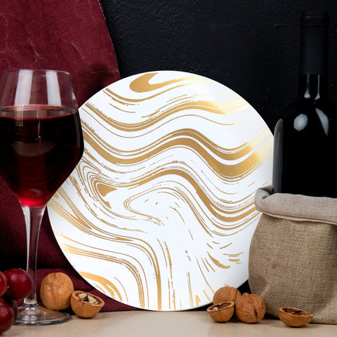 White with Gold Waves Plastic Appetizer/Salad Plates (7.5
