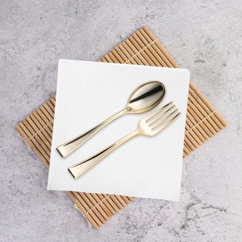 White Linen-Like Premium Disposable Paper Beverage/Cocktail Napkins