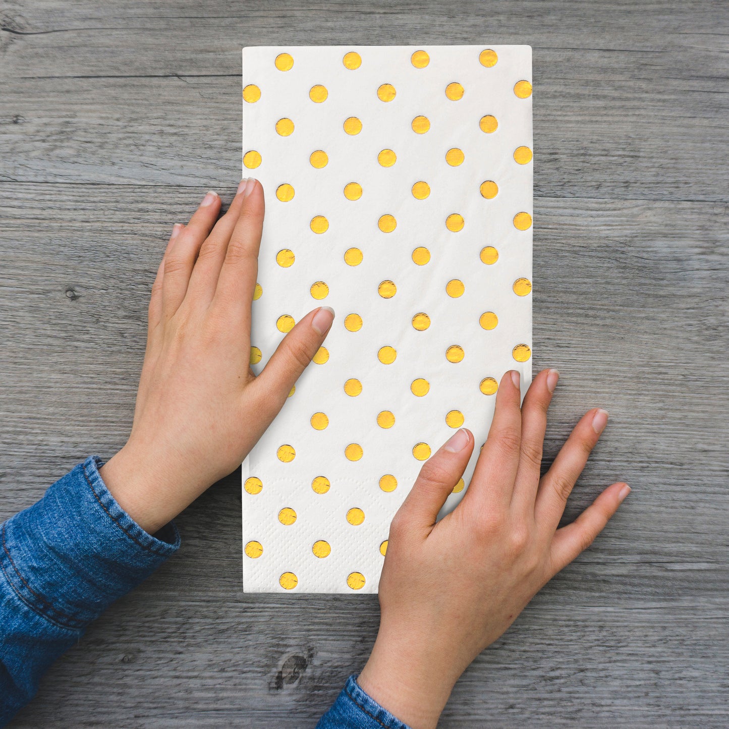 White with Gold Dots Disposable Paper Dinner Napkins