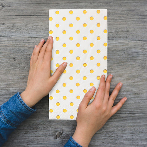 White with Gold Dots Disposable Paper Dinner Napkins