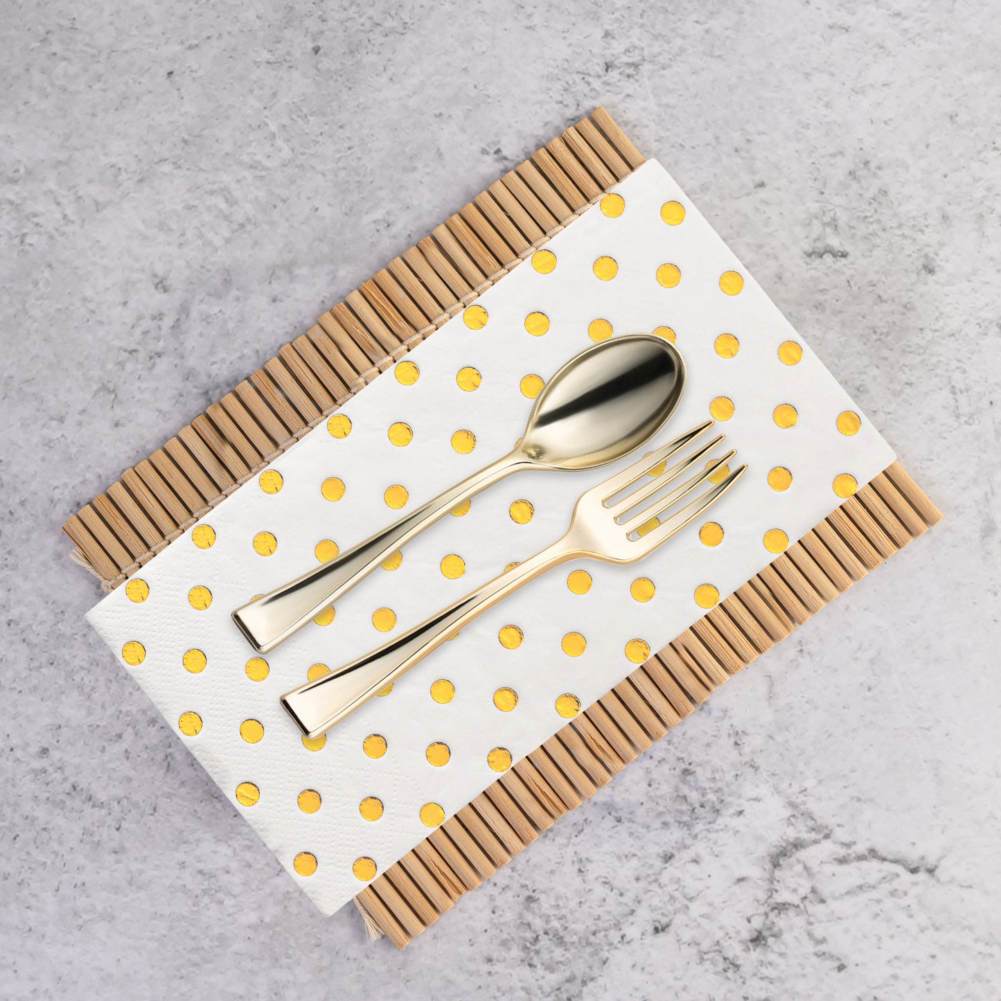 White with Gold Dots Disposable Paper Dinner Napkins